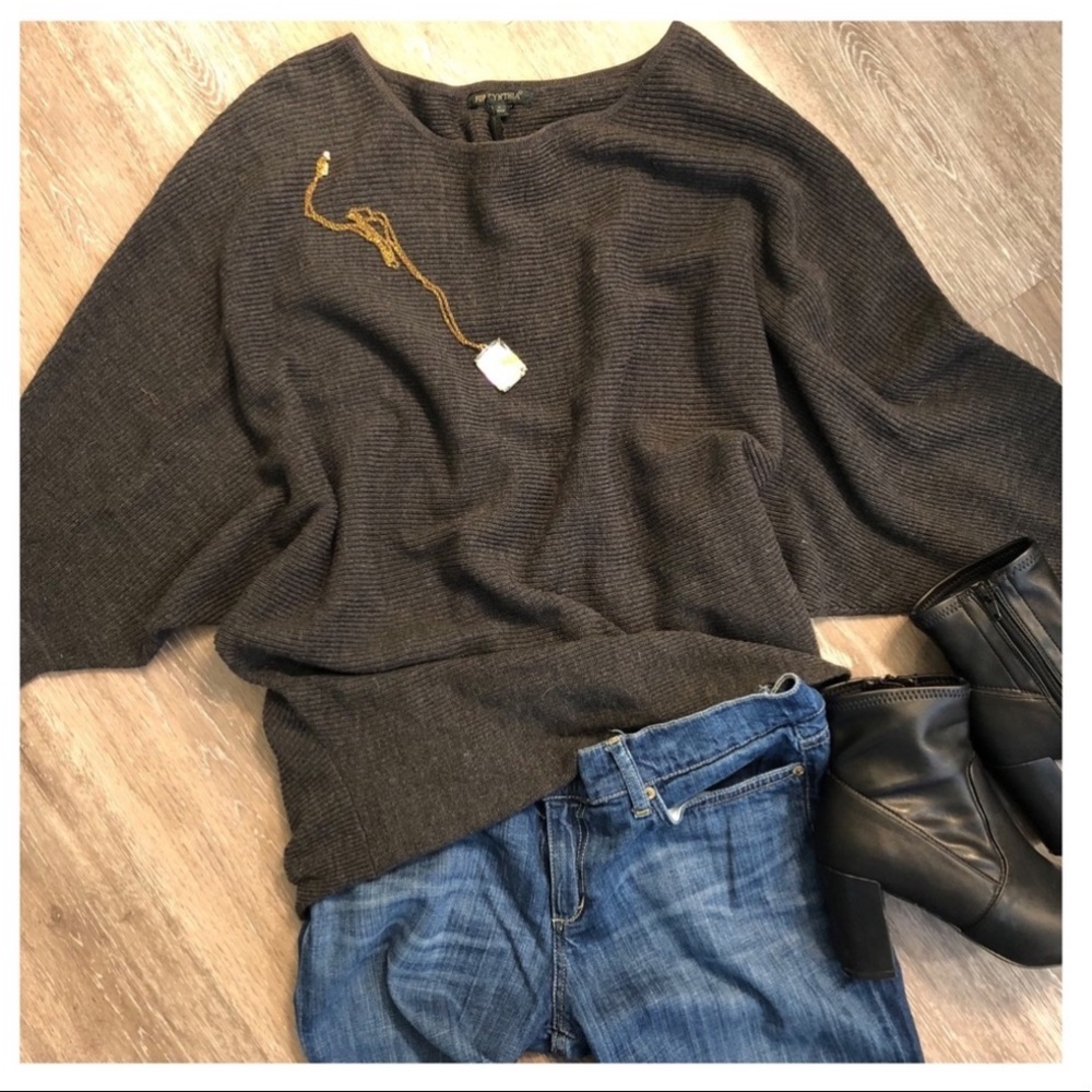 For Cynthia gray ribbed sweater